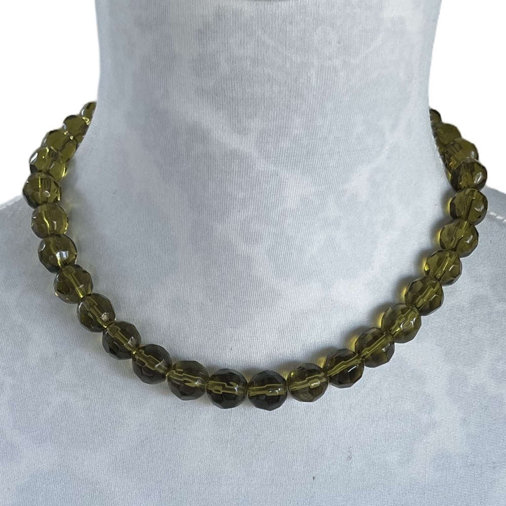 Vintage Olive Green Beaded Choker Necklace